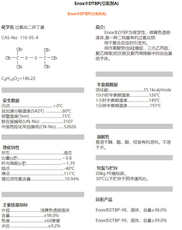 Enox®DTBP(引发剂A)(图1)
